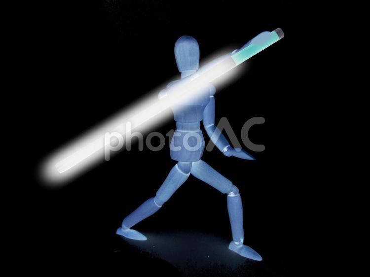 必殺技　武器 ライトセーバー,剣士,ライトサーベルの写真素材