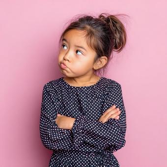 疑問に思っている様子の、可愛らしい女の子の写真