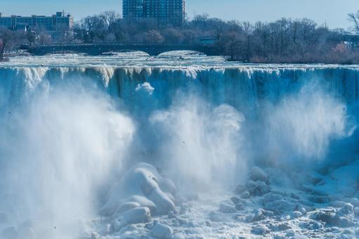 ナイアガラの滝と雪景色 ナイアガラの滝と雪景色 滝,ナイアガラの滝,カナダの写真素材