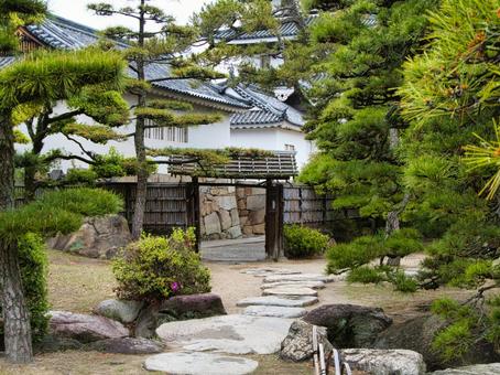 高松城の披雲閣 御殿,国重要文化財指定,庭園の写真素材