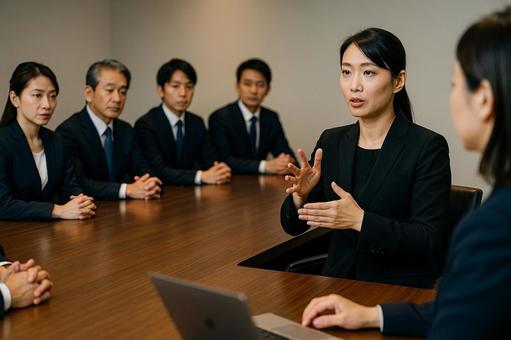 手話通訳入り経営会議の写真