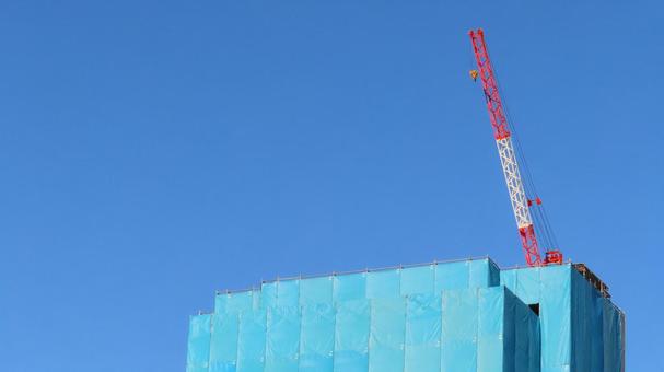 マンション工事現場 タワークレーン マンション工事現場 タワークレーンの写真