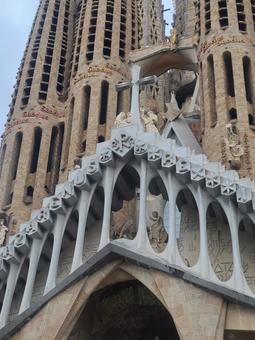Photo, sagrada familia, façade of suffering, spain, 