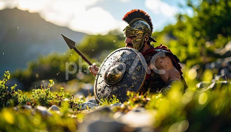 スパルタの戦士のイメージ スパルタ,戦士,槍の写真素材