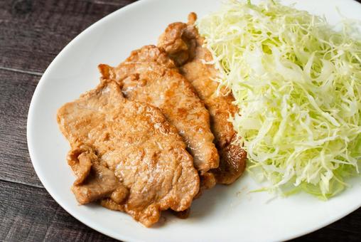 生姜焼きのアップ 生姜焼き,肉料理,豚肉の写真素材