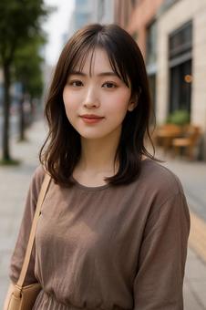 街中の若い女性 街中の若い女性の写真