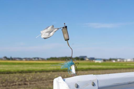 風になびくマスク 風になびくマスクの写真