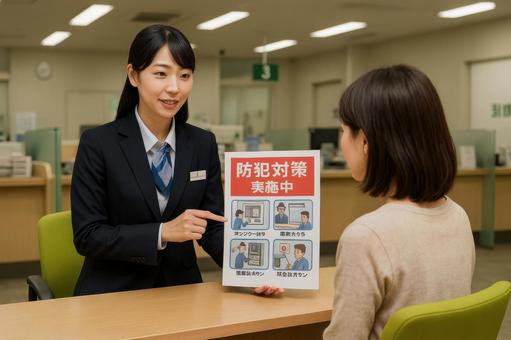 金融機関で防犯説明 金融機関で防犯説明の写真