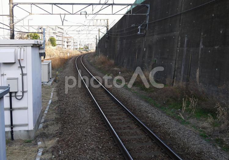 横浜線 十日市場駅から見たカーブする線路 jr,横浜線,十日市場駅の写真素材