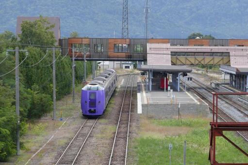 フラノラベンダーエクスプレス 富良野駅,北海道,特急列車の写真素材