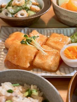 やみつき豆腐マヨ ご飯,料理,おうちごはんの写真素材