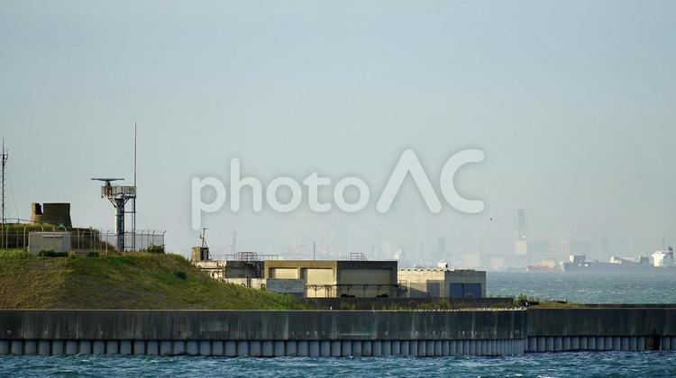 東京都の第二海堡の拡大写真 東京都の第二海堡の拡大写真 第二海堡,海,島の写真素材