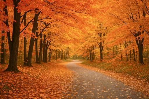 紅葉の道 紅葉の道の写真
