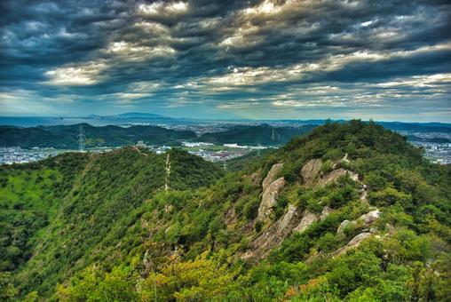高御位山 播磨平野,山岳,平野の写真素材