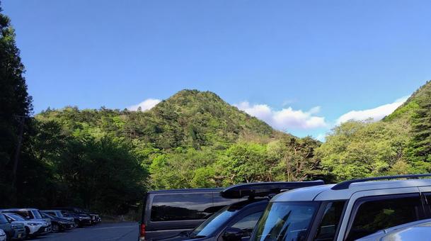 登山口の駐車場 駐車場,登山口,自動車の写真素材