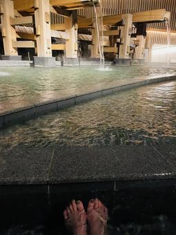 Photo, kusatsu onsen, foot bath, kusatsu onsen gate, 