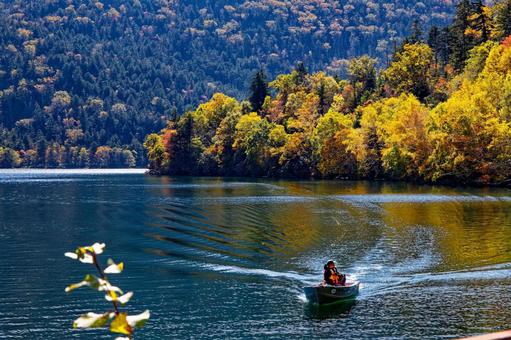 然別湖の紅葉 然別湖の紅葉 然別湖,秋,紅葉の写真素材