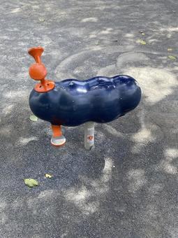 Photo, unique play equipment, park swings, black playground equipment, 