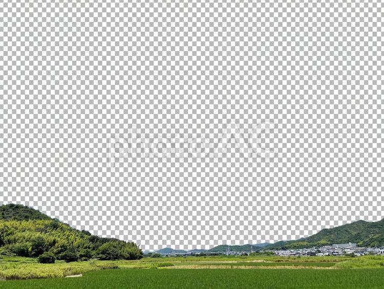 【PSD切り抜き】初夏の田園風景 田園,山,野原の写真素材