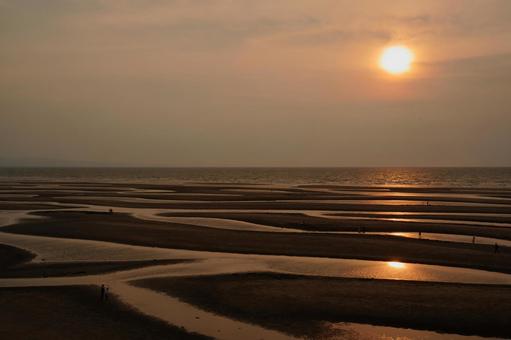 真玉海岸 真玉海岸 真玉海岸,大分,夕日の写真素材