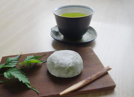 和のイメージ 日本茶  和菓子 草餅　　 大福,お菓子,緑茶の写真素材