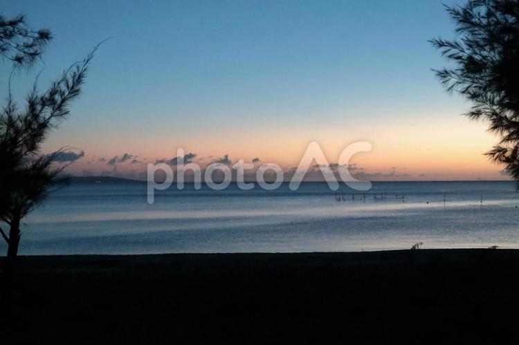 ヤンバルの夕暮れ　沖縄県国頭村 沖縄県,国頭村,やんばるの写真素材
