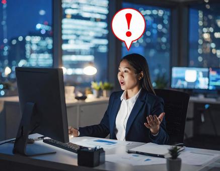 AIの成果に驚くビジネスパーソン(!付) AIの成果に驚くビジネスパーソン(!付)の写真