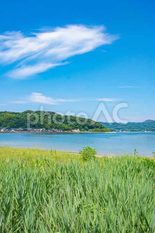 夏の海岸沿いから眺める風景 夏,海,リゾートの写真素材