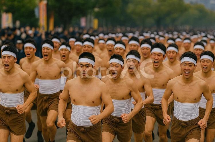 防府裸坊祭・男衆の疾走・裸祭り・祭り 防府裸坊祭,裸祭り,男衆の写真素材