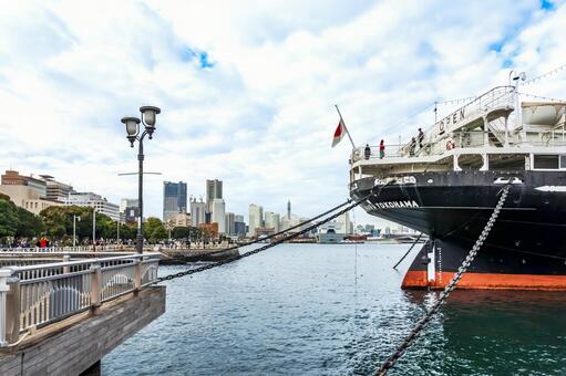 氷川丸と山下公園 氷川丸,山下公園,横浜の写真素材