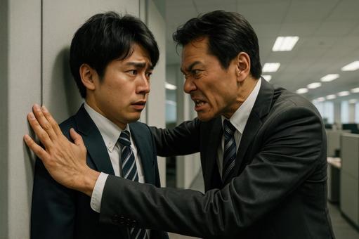 上司に詰め寄られる社員 上司に詰め寄られる社員の写真