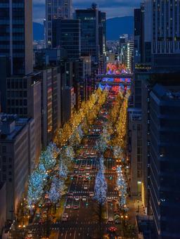 イルミネーション イルミネーション 御堂筋,夜景,クリスマスの写真素材