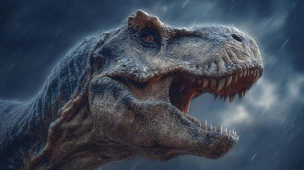 雨の中で咆哮するT-REX 雨の中で咆哮するT-REXの写真