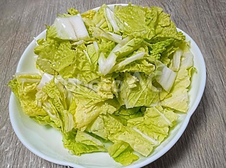 皿の上に盛り付けた白菜 白菜,サラダ,野菜の写真素材