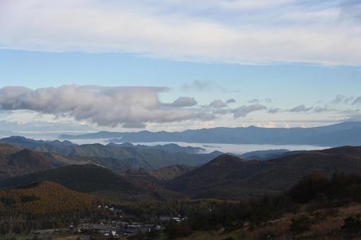 長野県の茅野市北山からの雲海の風景 長野県,茅野市,雲海の写真素材