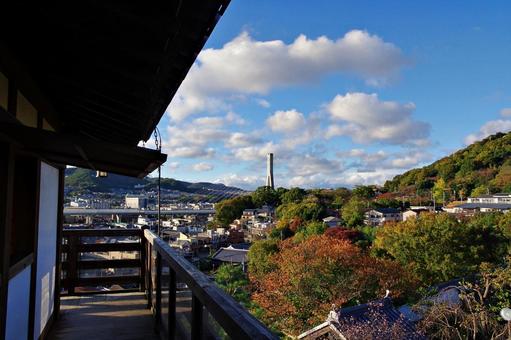 池田城天守から見下ろす街並み 池田城跡公園,芝生広場,展望台の写真素材