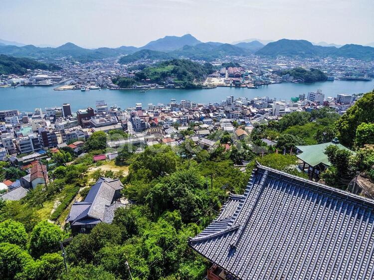 【広島県】尾道市の風景 尾道市,瀬戸内海,千光寺ロープウェイの写真素材