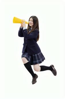 女子高校生 ジャンプ 応援  女子高校生 ジャンプ 応援の写真