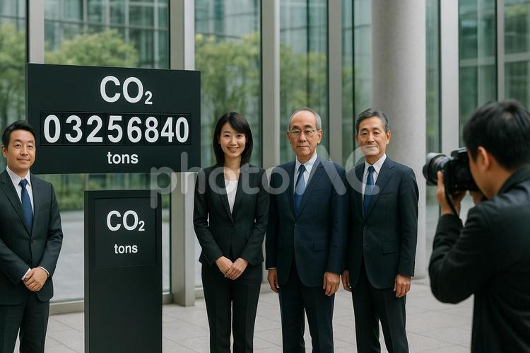 企業脱炭素宣言撮影 脱炭素,宣言,記念の写真素材