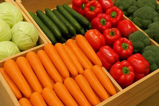 彩り豊かな野菜の陳列・野菜売り場・市場 彩り豊かな野菜の陳列・野菜売り場・市場の写真
