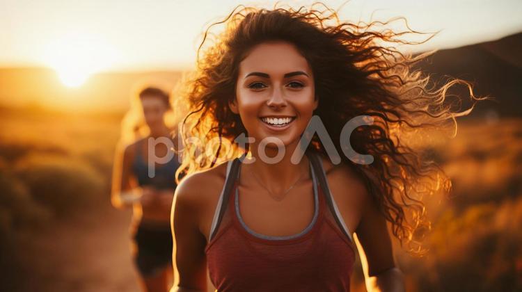 ランニングする美しい女性 女性,ランニング,健康の写真素材
