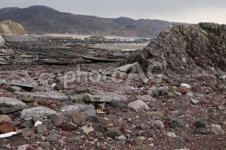 能登半島地震2カ月後の隆起した海岸 能登半島地震,能登地震,震災の写真素材