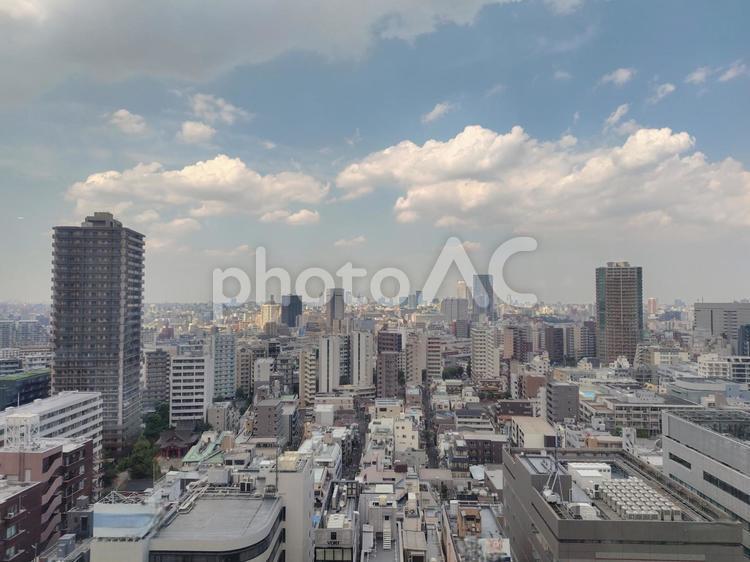 新宿の青空とオフィスビル 新宿,オフィス街,ビル群の写真素材