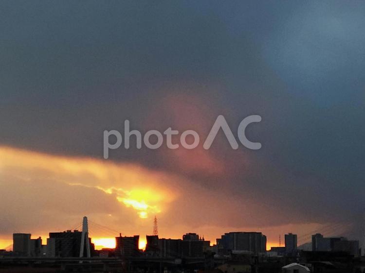 1月の夕焼け空 1月,夕焼け,夕暮れの写真素材