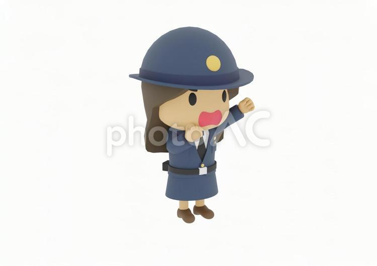 手を上げ抗議反対デモする警察　警官 婦警 婦警,警察官,パトカーの写真素材