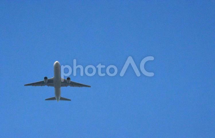 背景　飛行機と青空（初夏） 背景,飛行機,空の写真素材