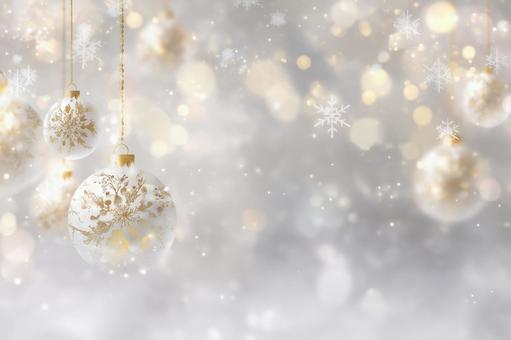 白と金のクリスマスオーナメント背景 白と金のクリスマスオーナメント背景の写真