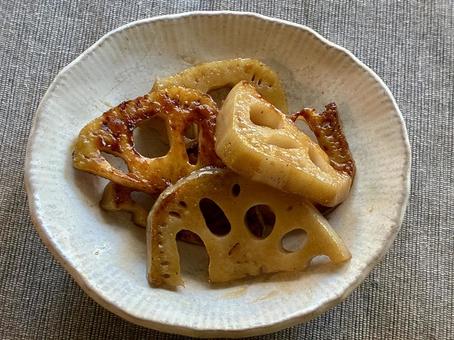 蓮根の料理 料理,蓮根,甘辛煮の写真素材