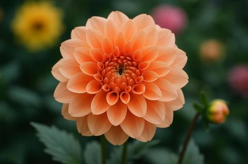 オレンジ色のダリアの花 オレンジ色のダリアの花の写真