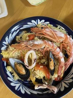 パエリア パエリア パエリア,えび,海老の写真素材